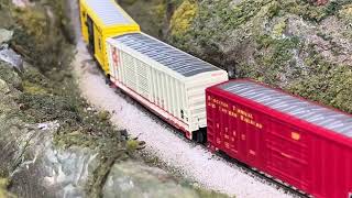 Western pacific railroad n scale 1970s altamont pass San Jose turn rasch studios custom caboose dcc [upl. by Akeyla]