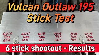 Harbor Freight Vulcan Outlaw 195 WelderGenerator  Stick test shootout [upl. by Annavaj642]