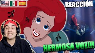 Reaccionando a Parte de el 🎶 LA SIRENITA 🧜‍♀️ en doblaje Original Latino y Castellano  QUE VOZ🔥🔥 [upl. by Tloh471]