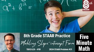 8th Grade STAAR Practice Modeling Slopeintercept Form 85I  19 [upl. by Aliehs]