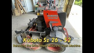 How to release the drive wheel motors on a Kubota SZ 26  52 grandstand mower so it may be pushed [upl. by Grondin]