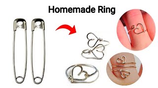 Homemade Safety pin RingHow to make easy RingDiy Safety pin RingDiy Ring [upl. by Elleuqar841]