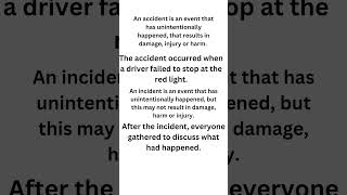 Difference between Accident amp Incidentshortfyp english [upl. by Sidnal]