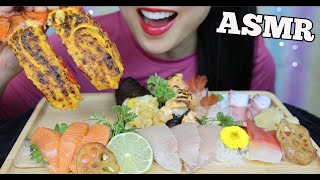 ASMR SASHIMI SUSHI PLATTER LOBSTER MOTOYAKI EATING SOUNDS NO TALKING  SASASMR [upl. by Zehcnas]