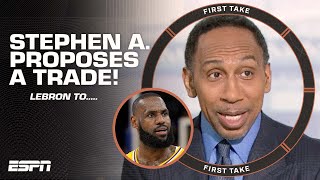 Stephen A proposes a trade to the Knicks 👀 LEBRON JAMES WHATS UP  First Take [upl. by Revell]