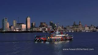 Real time video of the Mersey Ferry at night Liverpool England [upl. by Rma968]