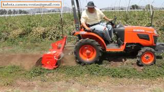 EAE ZAMORA Tractor Kubota B2320 Narrow y Rotovator Nardi 1m [upl. by Lewert]