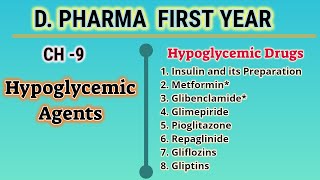 Hypoglycemic AgentsPharmaceutical chemistryCH9DPharmFirst year [upl. by Lessirg517]