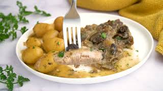 Crock Pot Creamy Pork Chops with Mushrooms and Potatoes DairyFree [upl. by Rohn]