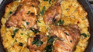 Recette de cuisse de poulet et pomme de terre à la crème cuit au tajine [upl. by Quill]