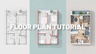 How to create a floor plan in 3 different styles [upl. by Orella]