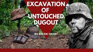 EXCAVATION OF UNTOUCHED GERMAN DUGOUT I WW2 METAL DETECTING I BATTLE OF THE BULGE [upl. by Marlo980]