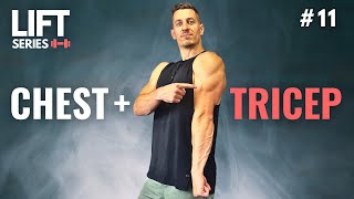 30 Minute CHEST AND TRICEP DUMBBELL WORKOUT  Follow Along [upl. by Eire532]