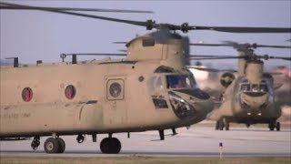 Five CH47F Chinooks Take Off From Cleveland [upl. by Trudnak]