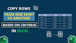 Copy Rows from One Sheet to Another Based on Criteria in Excel [upl. by Compton]