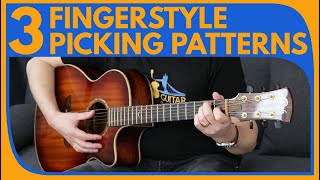 3 Essential Fingerstyle Patterns  Beginners Lesson With TAB On Screen  Drue James [upl. by Kreda]