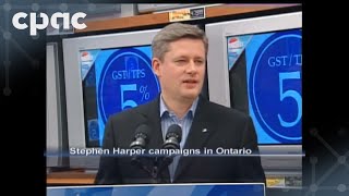 Election campaign flashback Stephen Harper promises to cut the GST – December 1 2005 [upl. by Gabbert]