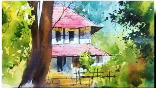 Beautiful watercolour scenerystep by stepin my guru milind mulick sir way by his student Rahul [upl. by Kore]