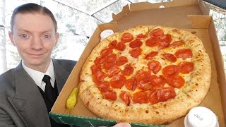 Papa Johns NEW Cheesy Calzone Stuffed Crust Pizza Review [upl. by Gregoire860]