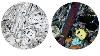 Virtual Microscope Κλινοπυρόξενος Ολιβίνης  Clinopyroxene Olivine [upl. by Meridith]