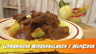 Ungarisches Rindergulasch mit Rotwein  klassisch und traditionell  Vörösboros marhapörkölt [upl. by Athelstan]