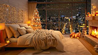 Christmas Jazz in Cozy Bedroom 🎶🎄  Soothing Piano Background Music With Fireplace Sounds [upl. by Karon]