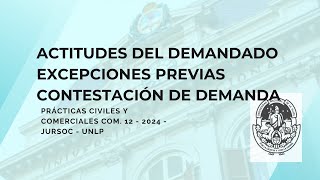 Actitudes del demandado Allanamiento y transacción Excepciones y Contestación de la demanda [upl. by Wilonah]