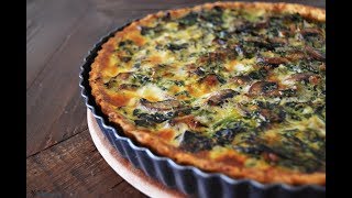 Ispanaklı Kiş Tarifi  Kremalı Mantarlı Spinach Quiche Recipe [upl. by Nayt]