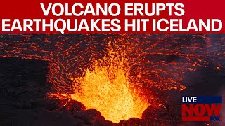 Iceland volcano erupts in Grindavik evacuations underway after lava spreads  LiveNOW from FOX [upl. by Aneahs]