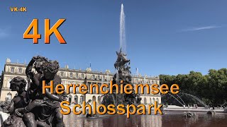 Chiemsee Schloss Herrenchiemsee Brunnen und Barockgarten in 4K Ultra HD [upl. by Marijn]