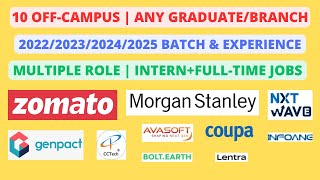 10 Off Campus  2022202320242025 batch amp Experience Multiple role [upl. by Etteluap82]