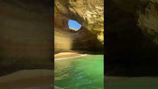 Amazing seaside cave off the coast of Albufeira Portugal beautiful portugal caves travel [upl. by Anifad]