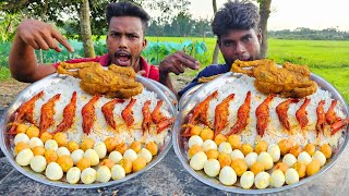 Eating spicy full chicken curry and shrimp curry with rice 🍤 🦐 🦐 [upl. by Wiltshire]