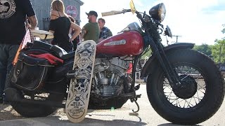 Cycle Source Magazine Ride In Bike Show Broken Spoke Saloon Laconia 2016  Deadbeatcustomscom [upl. by Pellet]