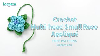 Crochet Multi Head Rose Applique  Free Pattern [upl. by Ahsenek171]