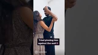 Tried Pinning him against the Wall 🤭 ytshorts funnyvideo husband wife couplechallenge [upl. by Nicol]