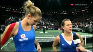 Karolina Pliskova amp Barbora Strycova Interview FINAL HD Fed CUP Prague 2015 [upl. by Erund509]