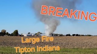 Large Barn Fire In Tipton Indiana Just South Of Kokomo Breaking News [upl. by Adlitam]