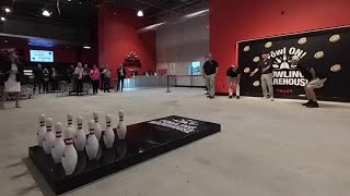 Ceremonial first and second throw at the grand opening of Fowling Warehouse [upl. by Ellenwahs]