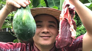 Cook papaya stew with buffalo meat extremely attractive I Lang Thinh TV [upl. by Balthazar917]