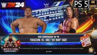 WWE 2K24  Yokozuna vs Bret the Hit Man Hart  PS5 [upl. by Rabiah]