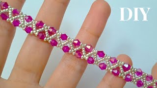 DIY Beaded Crystal Bracelet Tutorial How to Create a Stunning Handmade Accessory [upl. by Acinehs]