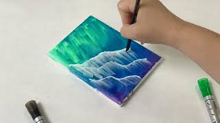 Easy Northern Lights Painting with arteza Acrylic Markers [upl. by Culver542]