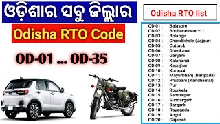 Odisha RTO Codes for Vehicles registration  Vehicles registration number in OdishaRTO Code [upl. by Yrruc86]