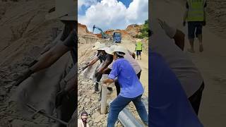 Manual installation process of highway curve safety guardrail construction excavator backfill di [upl. by Iht]