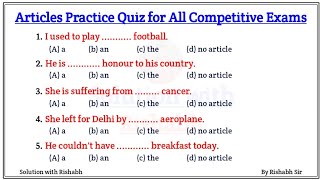 Articles A An The questions  Articles A An The in English Grammar  Articles Practice Set Exercise [upl. by Ydarg528]