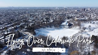 Flying Over Cedarvale Park Toronto during Winter 4K Drone Video  DJI Mini 2 [upl. by Ecinom]