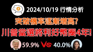 突破機率逐漸增高 川普當選將利好幣圈4年 20241017 BTC行情分析建議15倍速 [upl. by Ahsiekit160]