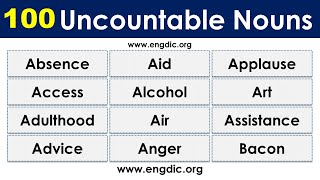 Uncountable Nouns List Countable and Uncountable Nouns in English [upl. by Dnalyram179]