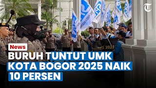 BURUH GERUDUK Kantor Wali Kota Bogor Tuntut UMK Kota Bogor 2025 Naik 10 Persen [upl. by Mw912]